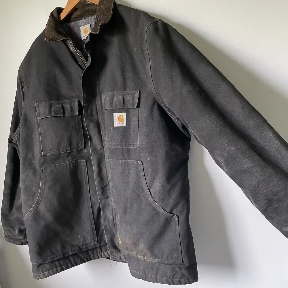Carhartt Vintage 1990's Blanket Lined Chore Jacket Work Coat Black Men's Size XL - Picture 4 of 16